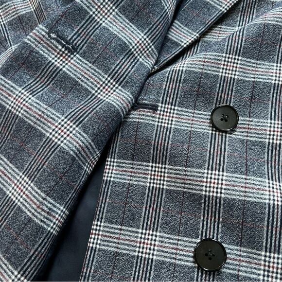 Banana Republic Women's Blue White Plaid Academia Career Blazer Jacket SZ 10 - Picture 8 of 11